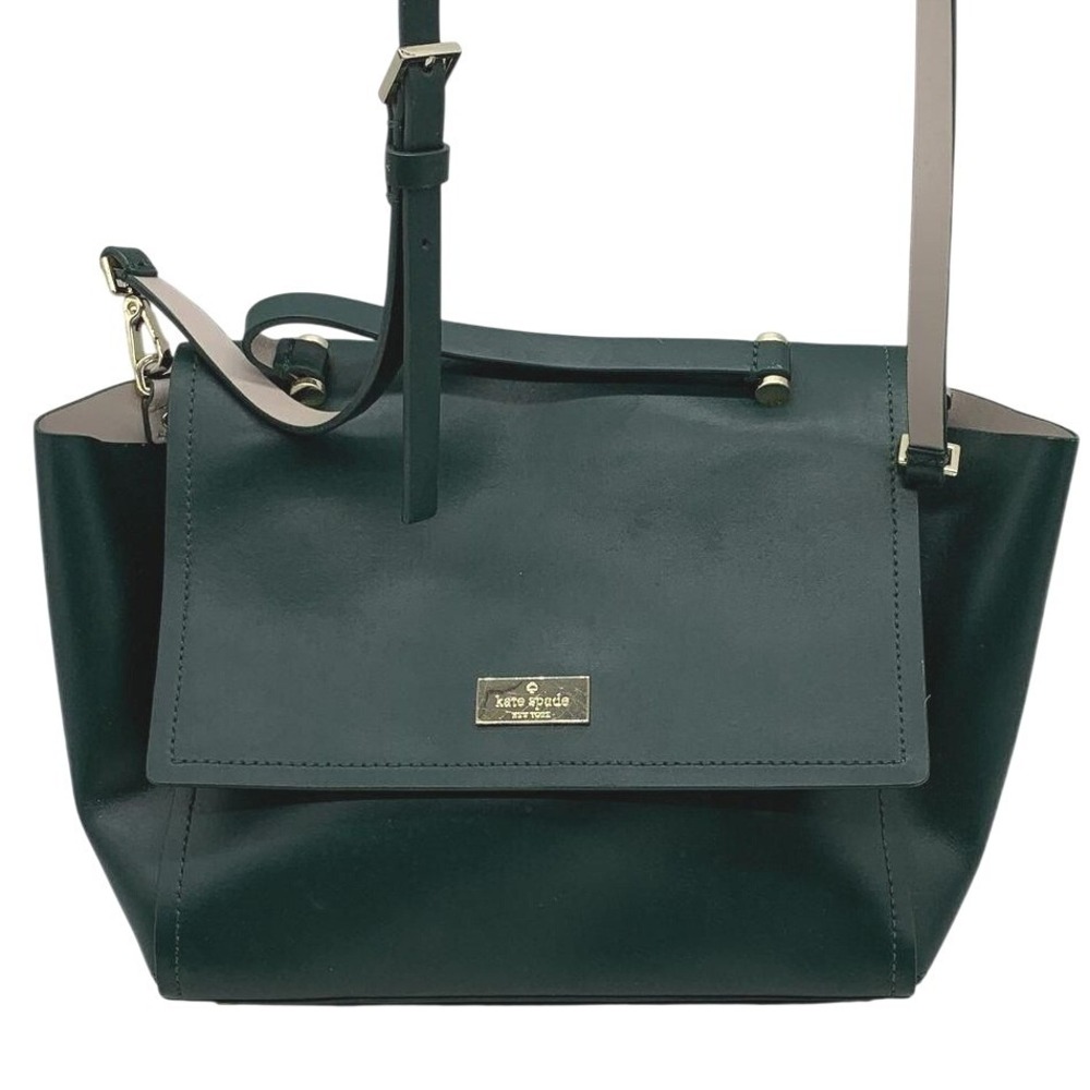 Kate Spade New York Forest Green Leather Crossbody Satchel Bag Gold Hardware